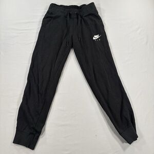 Nike Air Logo Womens S Black Satin Jogger Sweatpants Pull On